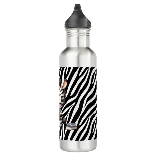 Zebra leest boeken. waterfles  (Rechts)