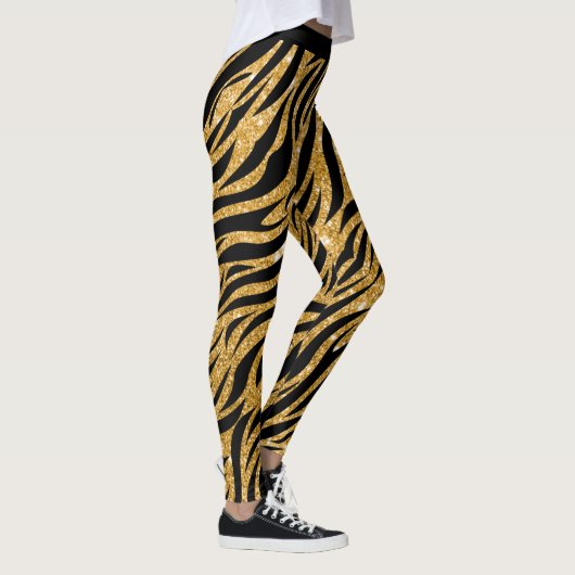 Zebra Leggings femmes, Gold Parties scintillant Lo (Droite)