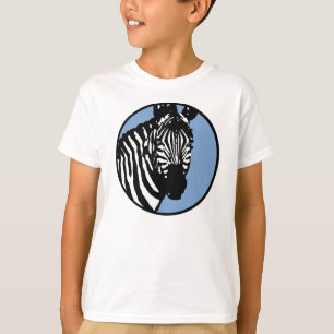 zebra. leisteen blauwe cirkel. t-shirt