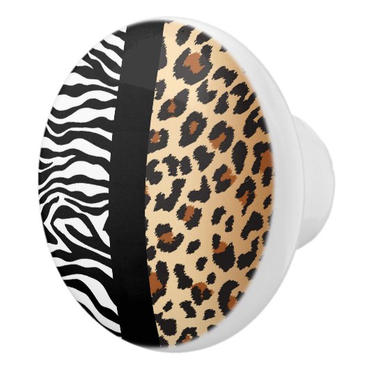 Zebra & Leopard Cheetah print dressoir kast Keramische Knop (Rechts)