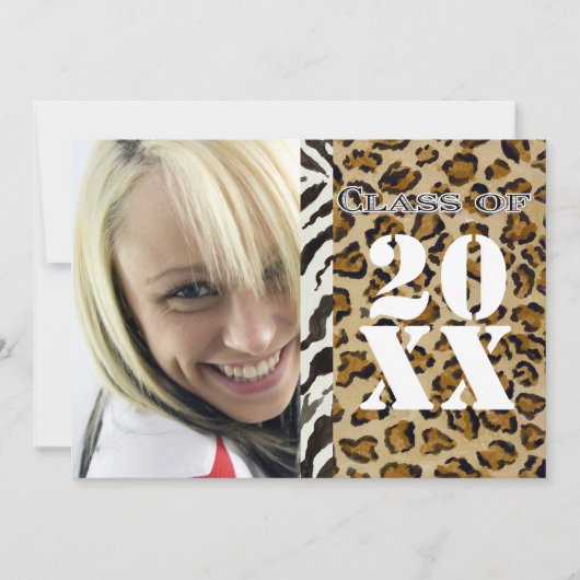 Zebra Leopard Print, Afstuderen aankondiging (Voorkant)
