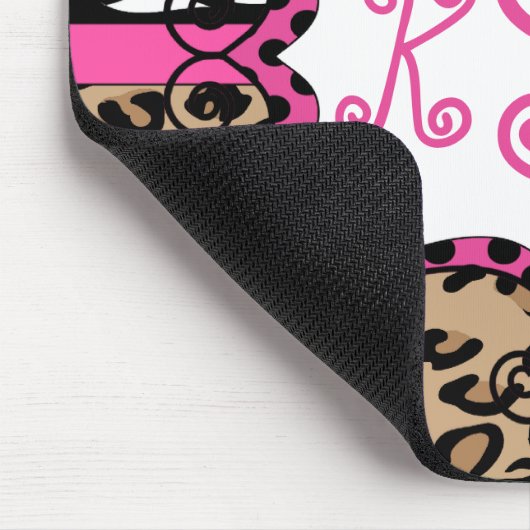Zebra Leopard Print Persoonlijk Monogram Muismat (Hoek)