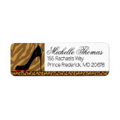 Zebra Leopard Stiletto Party Etiket (Voorkant)