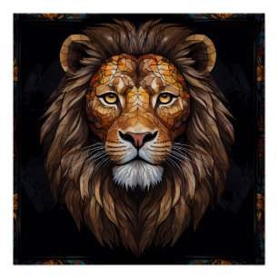 Zebra Levendig Mozaïek Perfect Poster