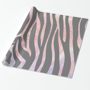 Zebra Licht grijs en roze afdrukken Cadeaupapier