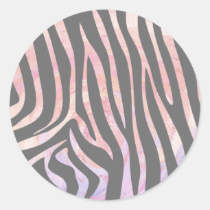 Zebra Licht grijs en roze afdrukken Ronde Sticker