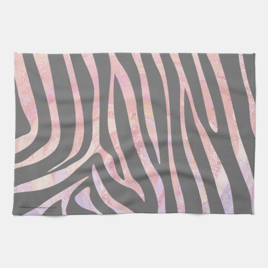 Zebra Licht grijs en roze afdrukken Theedoek (Horizontaal)