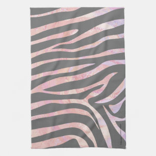 Zebra Licht grijs en roze afdrukken Theedoek