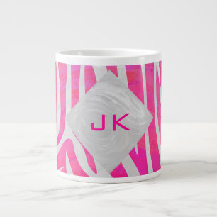 Zebra Lichtroze en Wit met Monogram Jumbo Mok