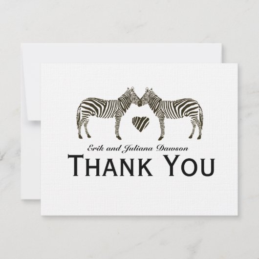 Zebra Liefde gepersonaliseerd bedankje Kaart (Voorkant)