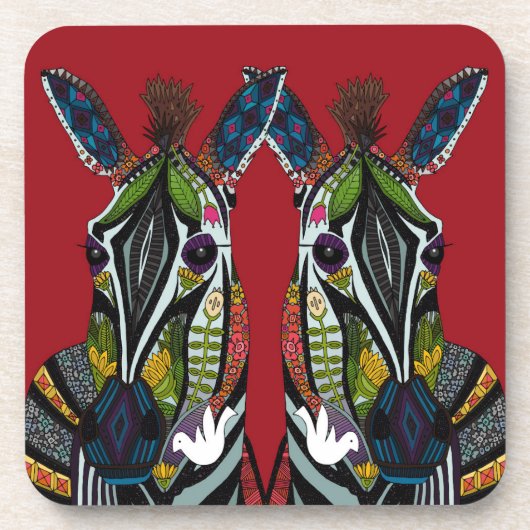 zebra liefde rood onderzetter (Voorkant)