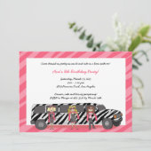 Zebra Limo Meisjes Uitnodigingen Glam Verjaardagsf (Staand voorkant)