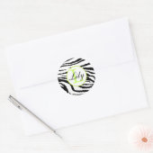 Zebra Limoen Monogram Naam Sticker (Envelop)