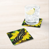 Zebra Longwing Vierkante Kartonnen Onderzetter (Insitu)