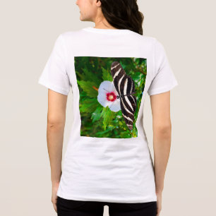 Zebra longwing vlinder op een Hibiscus rood T-shir Tri-Blend Shirt