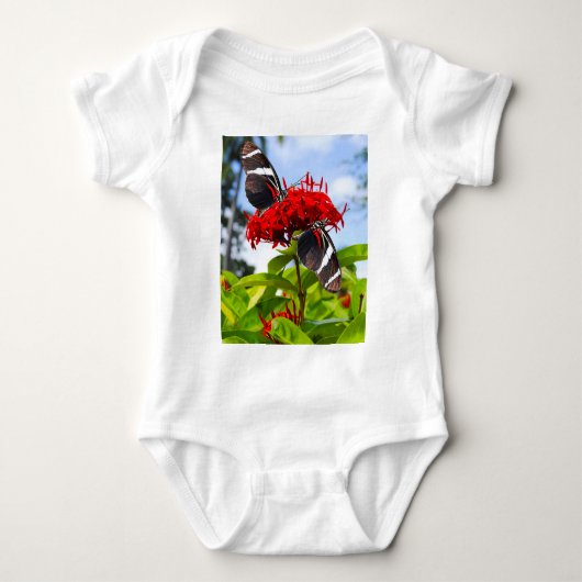 Zebra longwing vlinders op rode bloemen romper (Voorkant)
