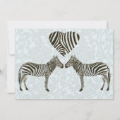 Zebra Love Blue Damask Style Faire-part de mariage (Dos)
