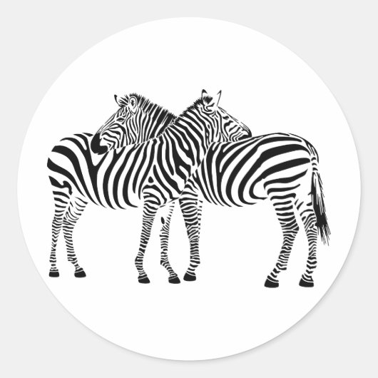 Zebra Love Ronde Sticker (Voorkant)
