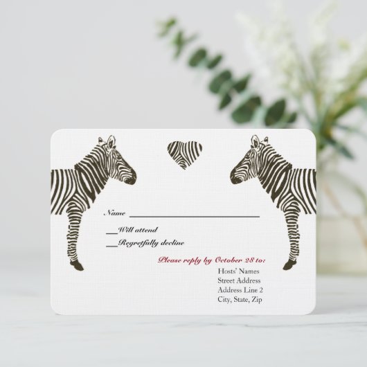Zebra Love RSVP (Staand voorkant)