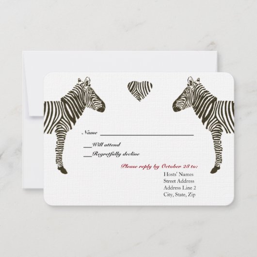Zebra Love RSVP Kaartje (Voorkant)