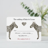 Zebra Love RSVP Kaartje (Staand voorkant)
