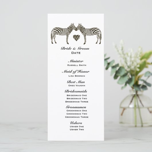 Zebra Love Wedding Programme (Debout devant)