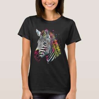 Zebra Lover Kleurrijk Kunstwerk Dierenmotief Zebra T-shirt
