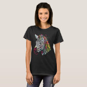Zebra Lover Kleurrijk Kunstwerk Dierenmotief Zebra T-shirt (Voorkant volledig)