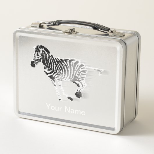 Zebra Lunch Box – gepersonaliseerd Safari cadeau (Voorkant)