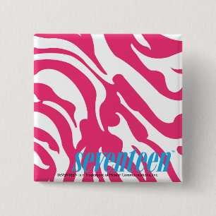 Zebra Magenta Vierkante Button 5,1 Cm