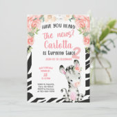 Zebra meisje 2e verjaardag uitnodiging. kaart (Staand voorkant)