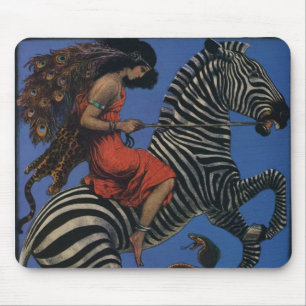  Zebra met Art Nouveau Woman Rider Muismat
