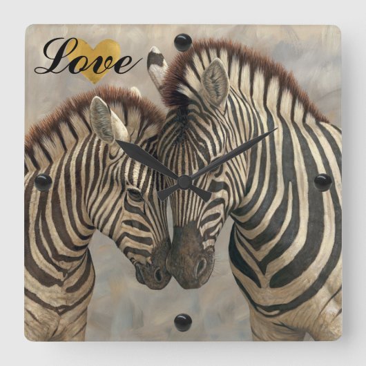 Zebra met Colt Vierkante Klok (Voorkant)