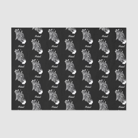 Zebra met gedraaide witte strepen Silhouette Tissuepapier (Voorkant)