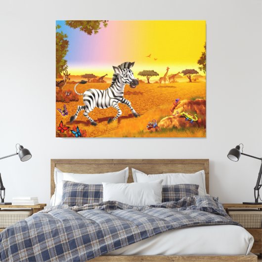 Zebra met grote afdruk van het kind van het canvas (Insitu (Slaapkamer))