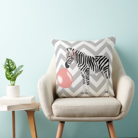 Zebra met kauwgom blaast bel kussen (Stoel)
