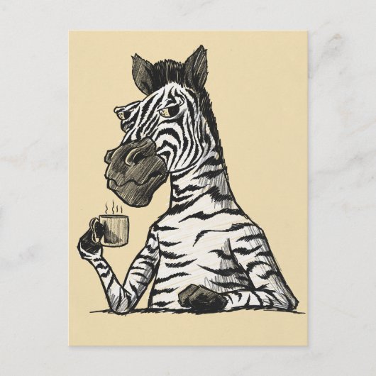 Zebra met koffie-Briefkaart Briefkaart (Voorkant)