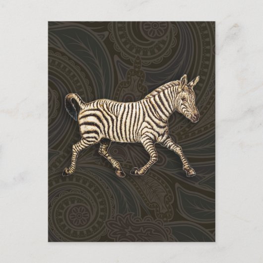 zebra met paisleyontwerp briefkaart (Voorkant)