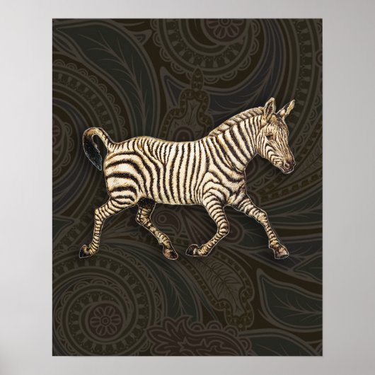  zebra met paisleyontwerp poster (Voorkant)
