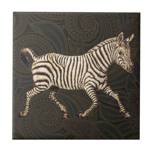  zebra met paisleyontwerp tegeltje (Voorkant)