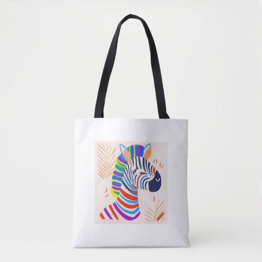 "Zebra met Rainbow Stripes Design Bag – Bold & Co Draagtas (Voorkant)