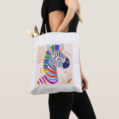 "Zebra met Rainbow Stripes Design Bag – Bold & Co Draagtas (Dichtbij)
