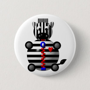 Zebra met ritssluiting ronde button 5,7 cm