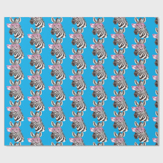 Zebra met roze bril Blue Bg Cadeaupapier