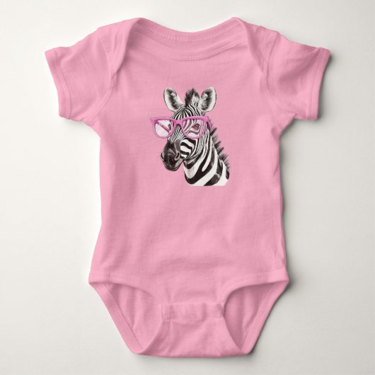 Zebra met roze bril Body's & Onesies Romper (Voorkant)