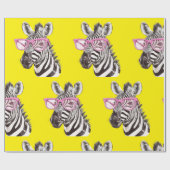 Zebra met roze bril cadeaupapier (Vlak)