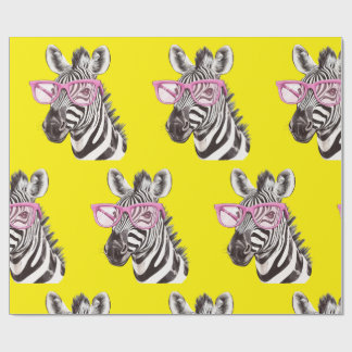 Zebra met roze bril cadeaupapier