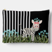Zebra met roze bril grote accessoire zakje etui (Voorkant)