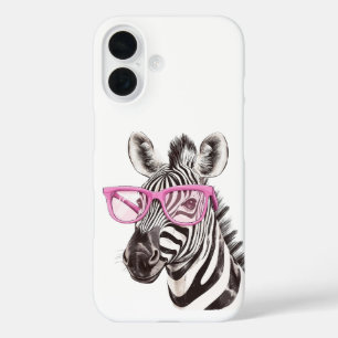 Zebra met roze bril iPhone / iPad hoesje