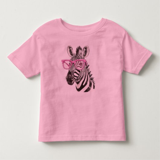 Zebra met roze bril kinder shirts (Voorkant)